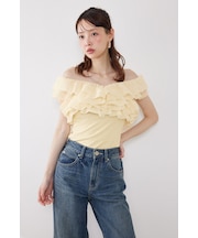 オフショルフリルカットトップス