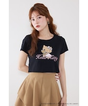 【HELLO KITTY】グリッターロゴミニTシャツ
