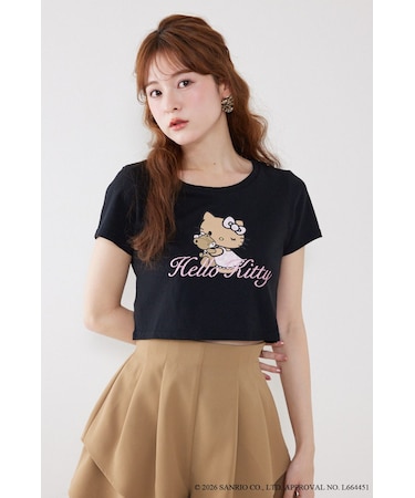 【HELLO KITTY】グリッターロゴミニTシャツ
