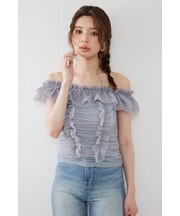 フリルオフショルカットトップス