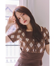 【乃木坂46 金川紗耶さん着用】レイヤードデザインジャガードニットトップス