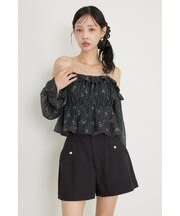 フリルオフショルペプラムブラウス
