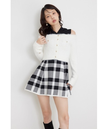 【≠ME 鈴木瞳美さん着用】カーデセットフードミニニットワンピース