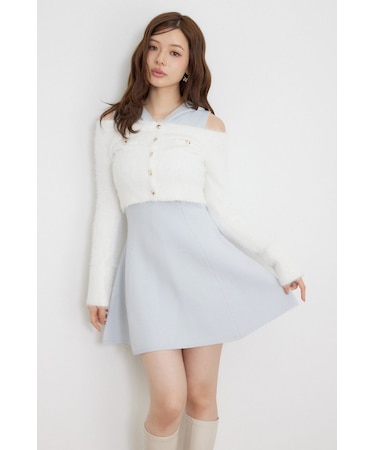 【≠ME 鈴木瞳美さん着用】カーデセットフードミニニットワンピース