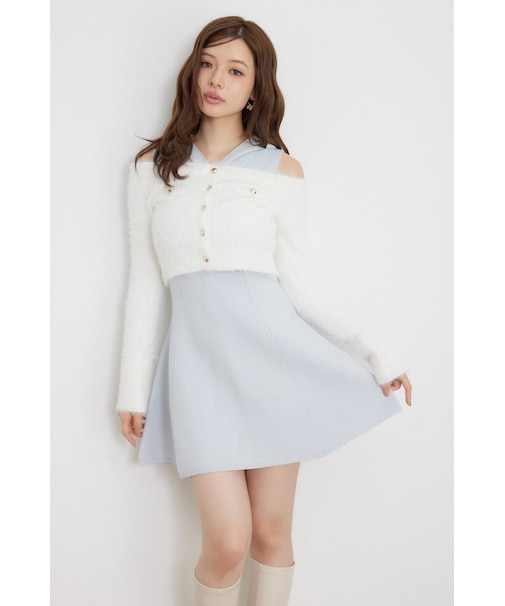 【≠ME 鈴木瞳美さん着用】カーデセットフードミニニットワンピース