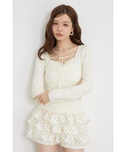 ケーブルタイトニットトップス