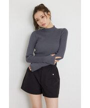 サムホールウォッシャブルハイネックニットトップス
