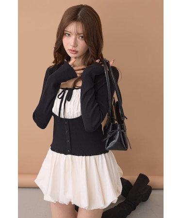 【≠ME 鈴木瞳美さん着用】ドッキングバルーンミニワンピース