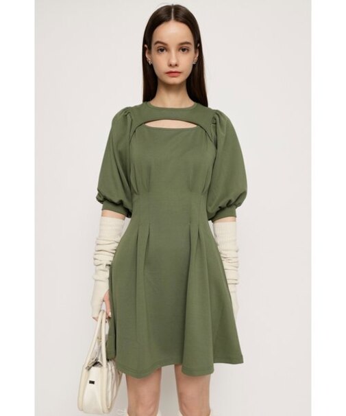 フロントオープンタックスリーブショートワンピース ミニワンピース