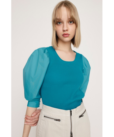 KNIT COMBI TUCK PUFF トップス
