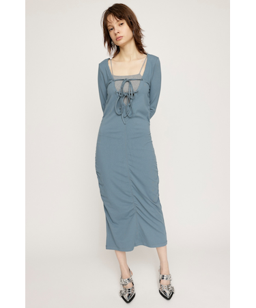 SHIRRING RIBBON 2WAY ワンピース