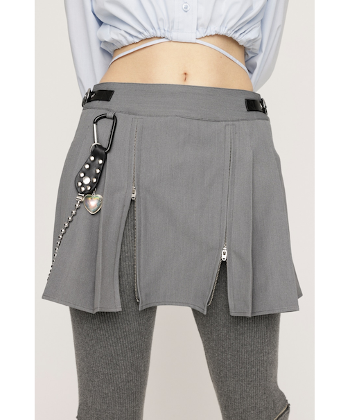 OPEN ZIP PLEATS ショートスカート