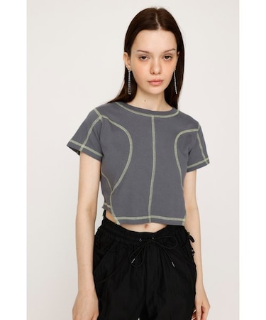 BI COLOR STITCH CROP Tシャツ