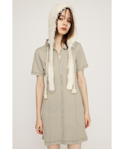 FRONT ZIP BACK OPEN ショートワンピース