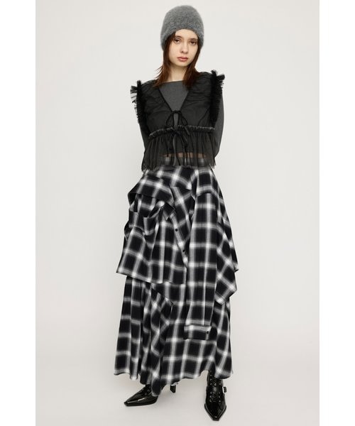 SLY　PLAID LAYERED ロングスカート　完売品　チェック　シャツ型 SLY PLAID LAYERED ロングスカート 完売品 チェック シャツ型