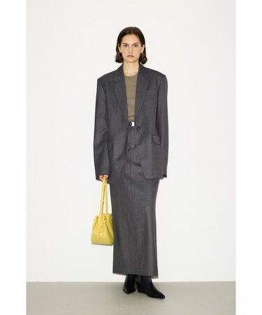 【THROW】MANNISH BELTED I LINE ロングスカート