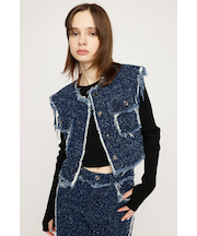 GRAIN TWEED VEST-BE
