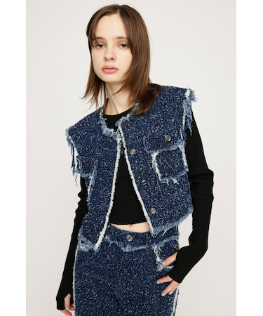 GRAIN TWEED VEST-BE