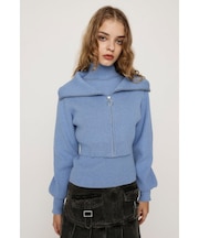 COLLAR ZIP CROP 2P トップス