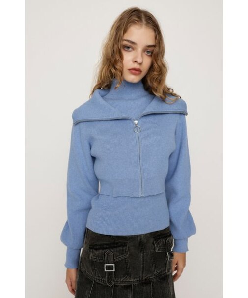 COLLAR ZIP CROP 2P トップス