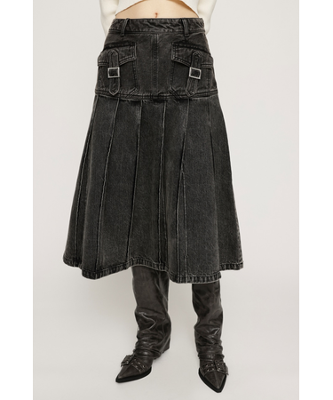 L／W OVER DYE PLEATS ミドルスカート