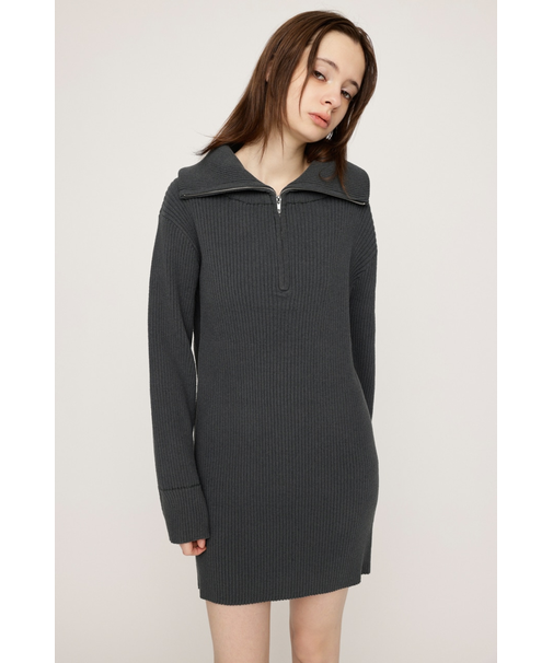 BIG COLLAR HALF ZIP ショートワンピース
