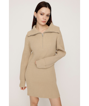 BIG COLLAR HALF ZIP ショートワンピース