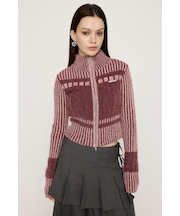 SHAGGY MIX ZIP UP KNIT トップス