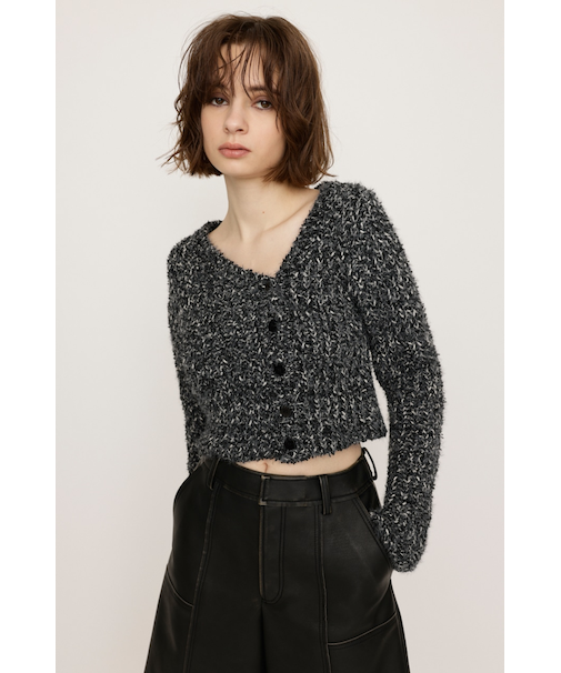 TAPE YARN SLANT NECK カーディガン