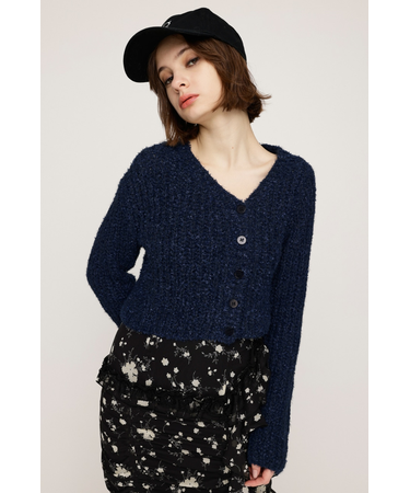TAPE YARN SLANT NECK カーディガン