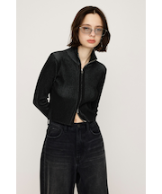 FRONT ZIP H／N RIB トップス