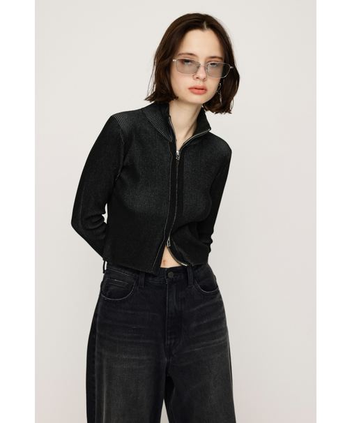 FRONT ZIP H／N RIB トップス