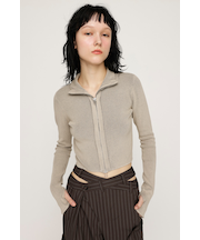 FRONT ZIP H／N RIB トップス