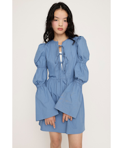 FRONT RIBBON PUFF SLEEVE ワンピース