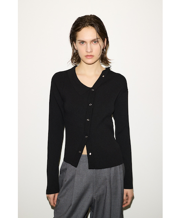 【THROW】ONE SHOULDER SLANT BUTTON トップス