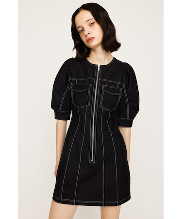 BICOLOR STITCH ショートワンピース
