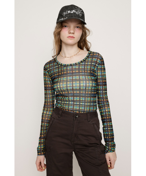 BLUSH MULTI CHECK トップス