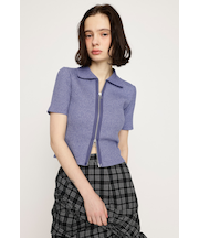 FRONT ZIP CUT RIB トップス