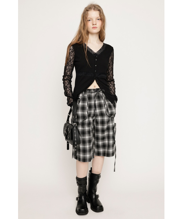 DAMAGE LACE CHECK MIDDLE パンツ