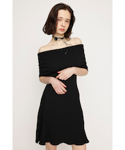 OFF SHOULDER RIB KNIT ショートワンピース