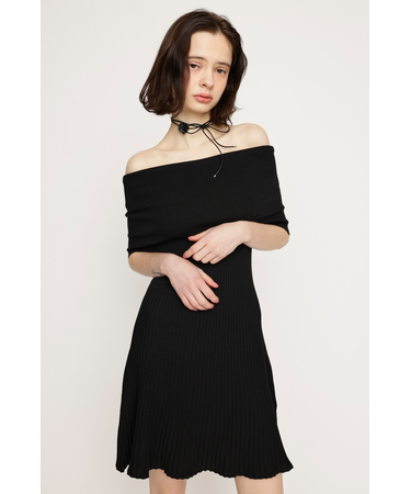 OFF SHOULDER RIB KNIT ショートワンピース