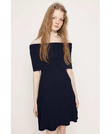 OFF SHOULDER RIB KNIT ショートワンピース