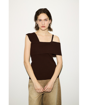 【THROW】ASYMMETRY RIB トップス