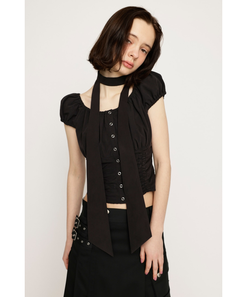FRONT BUTTON GATHER TIE トップス｜スライの通販｜&mall