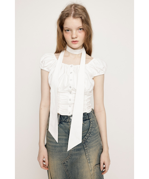 SLY FRONT BUTTON GATHER TIE トップス　新品未使用 FRONT BUTTON GATHER TIE トップス｜スライの通販｜&mall