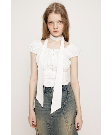 FRONT BUTTON GATHER TIE トップス｜スライの通販｜&mall（アンド 