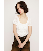 PUFF SLEEVE GATHER CUT トップス