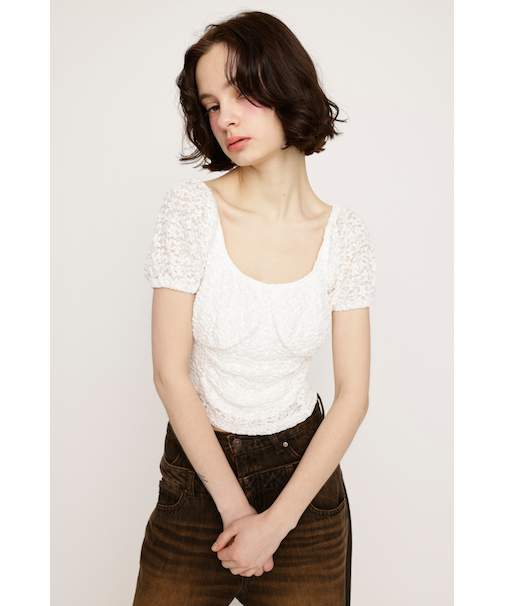 PUFF SLEEVE GATHER CUT トップス
