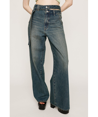 DOUBLE HOLE BELT STRAIGHT パンツ
