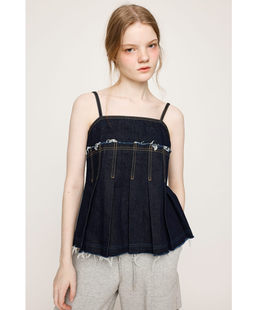 PLEATS DENIM CAMI トップス